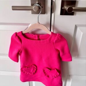Janie and Jack Hot Pink Dress with Heart Pockets - 6-12 months